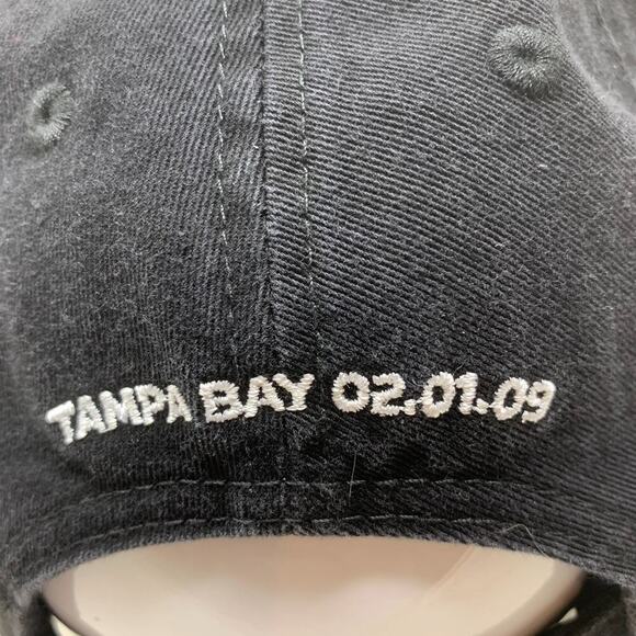 NEW Superbowl 43 XLIII Black Strapback Dad Hat Cap Embroidered Reebok NFL 2009 - Picture 5 of 9